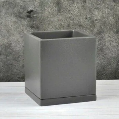 Горшок керамический Кубик 649846, графит, 12*12/h13см, 1,1 л,  Россия