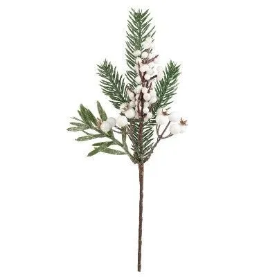 картинка Ветка еловая с ягодами, H30 см, белый от магазина Флоранж