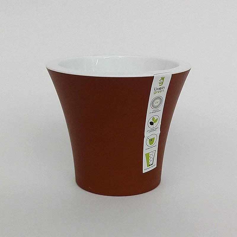 Горшок пластиковый Сити, терракотовый, 15х13см, 1,3л; Россия