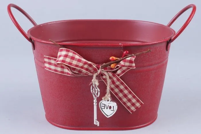 Кашпо металл овальное d15см х d11см х h9см с декором 