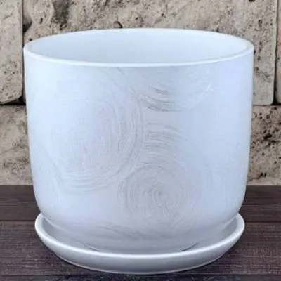 Горшок керамический цилиндр Орион белый 716104 (3-й из набора), 18х16,5см, 3л; Россия