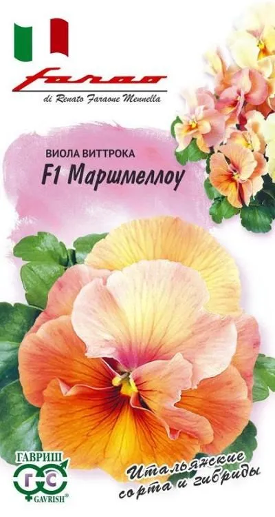 картинка Виола Маршмеллоу F1 Виттрока (Анютины глазки) (цветной пакет) 5шт; Гавриш от магазина Флоранж