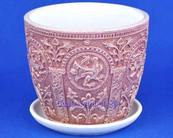 Горшок керамический Бутон былина, бронза, 17,5х15,5см, 2,15л; Россия