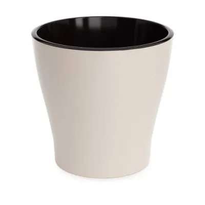 Горшок пластиковый Лея двойной с автополивом, бежевый, 27х27х26см, 10л; Россия