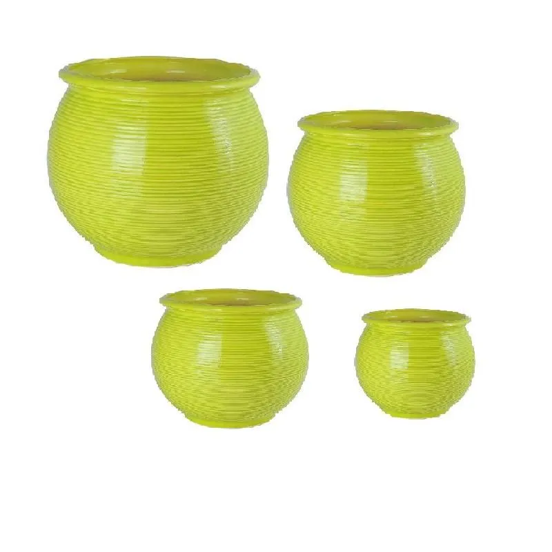 Горшок керамический Радуга (4-й из набора), зеленый,  11,7х9,3см, 0,6л; Россия