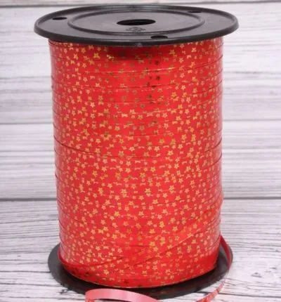 картинка Лента в бобине пластик с золотой полоской Звезды, 0,5смх225м; Россия от магазина Флоранж