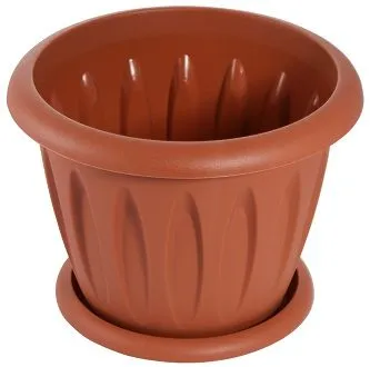 Горшок пластиковый Фелиция, коричневый, 18х13,6см, 1,8л; Россия