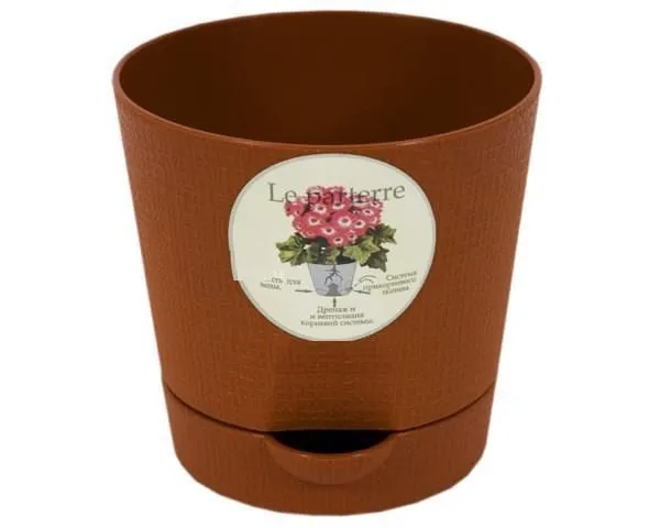 картинка Кашпо пластиковое Классик, коричневое, 0,35л; Россия от магазина Флоранж