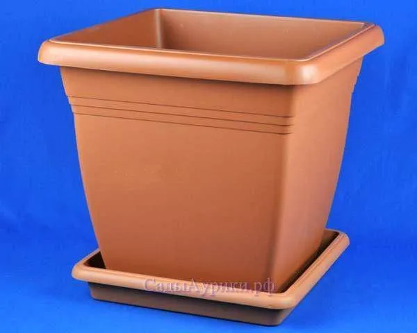 Горшок пластиковый Вилла квадрат, терракотовый, 50х46,5см, 64л; Россия
