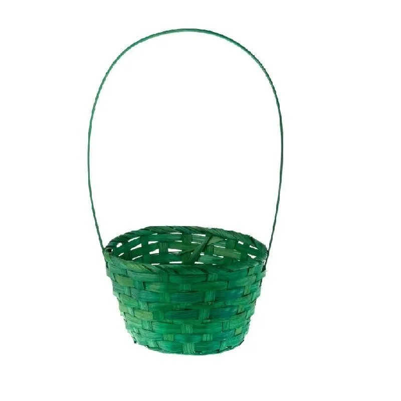 Корзина плетеная (бамбук), зеленая, 18хH10