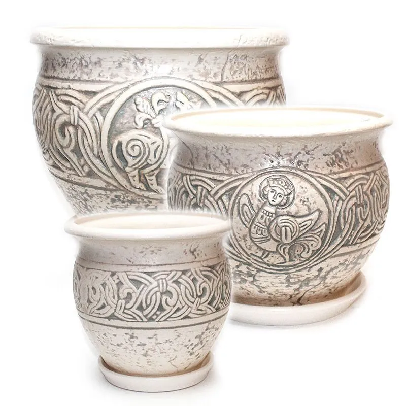 картинка Горшок керамический Русь (5-й из набора), 16х14,5см, 1,8л; Россия от магазина Флоранж
