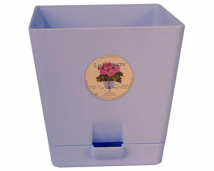 Кашпо пластиковое Квадрат, светло-синее, 2л;  Россия