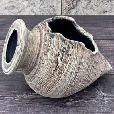 Ваза керамическая Амфора, бежевая, 8,5х20см; Россия