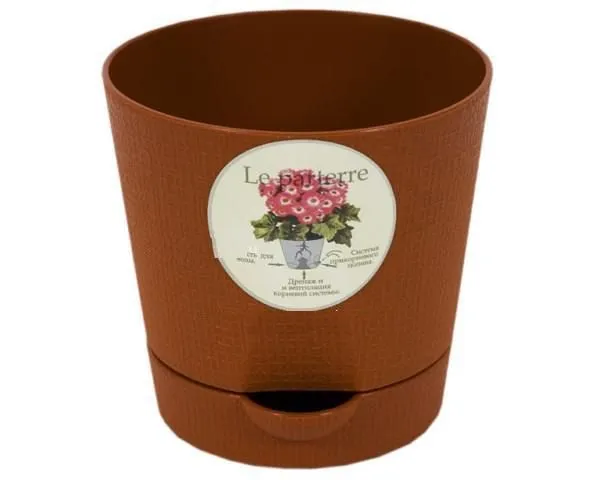 Кашпо пластиковое Классик, коричневое,  2,8л; Россия