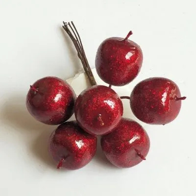 Набор яблок с глиттером на вставках 6шт., D2xL11см, красный