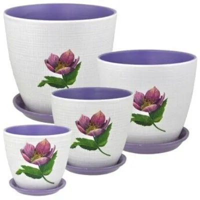 Горшок керамический Бутон Декупаж 680573 (3-й из набора) 18х18см, 3,8л; Россия