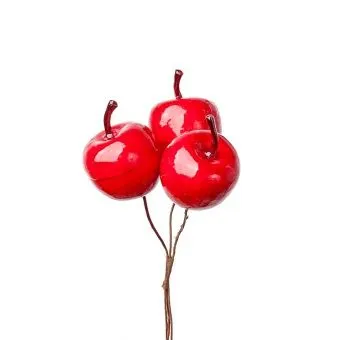 картинка Набор яблок на вставках 3шт., D3,2x5xL10см, красный от магазина Флоранж