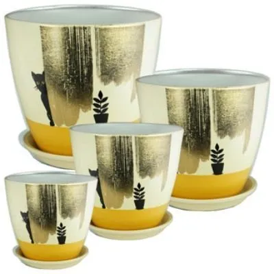 Горшок керамический Бутон РС161 Паталь котик (1-й из набора), 12х12см, 1л; Россия