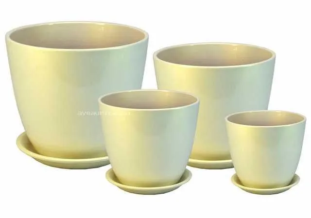 Горшок керамический Бутон глянец металл 490998 (4-й из набора), 21х21см, 5,4л; Россия