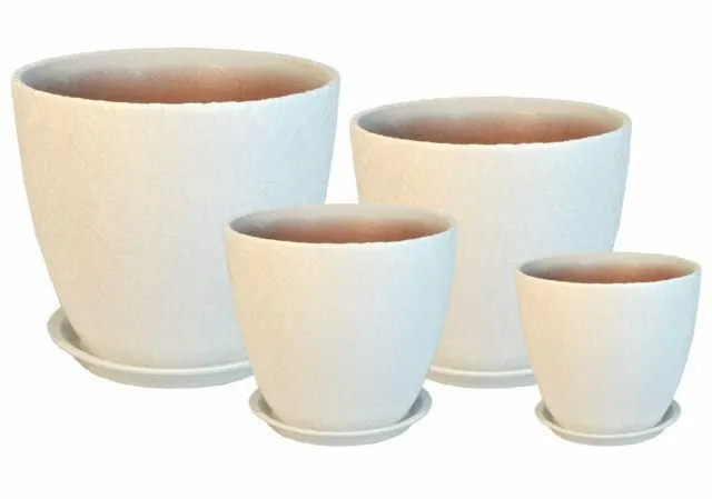 Горшок керамический Бутон винил 02 (4-й из набора), 21х21см, 5,4л, белый; Россия