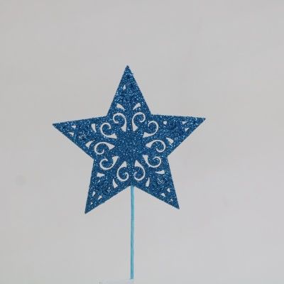 Вставка Звезда с глиттером, 8хH20см, синий