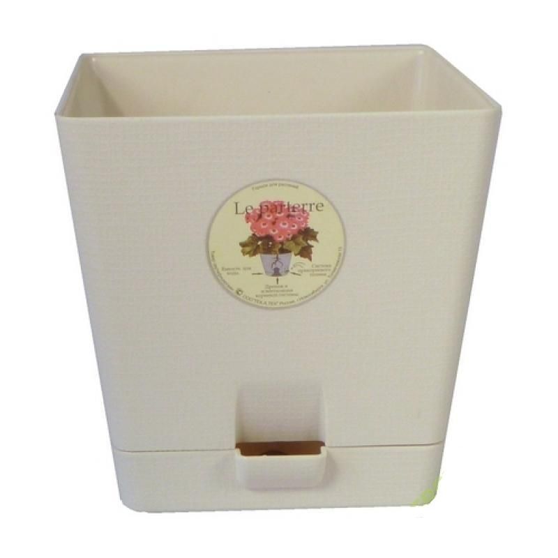 картинка Кашпо пластиковое Квадрат, кремовое, 15х15см, 2л; Россия от магазина Флоранж