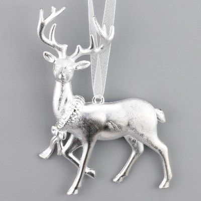картинка Украшение подвесное Олень (пластик), 12х9см, серебро от магазина Флоранж