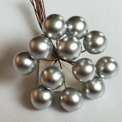 Набор шариков на вставках 12шт, D2xL11см, серебряный