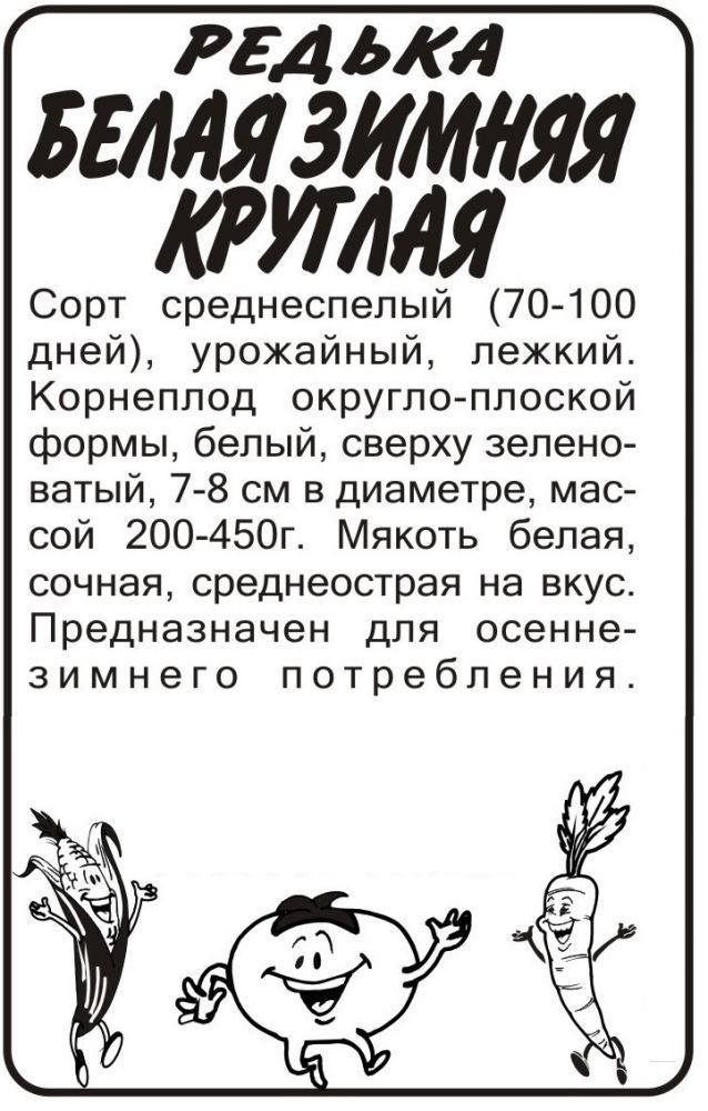 картинка Редька белая Зимняя круглая (белый пакет) 1г; Семена Алтая от магазина Флоранж