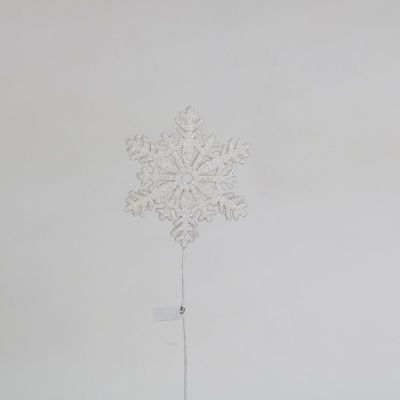 Вставка Снежинка с глиттером, 8хH20см, белый