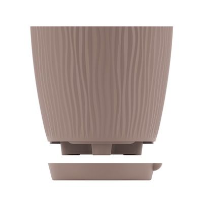 Горшок пластиковый Флис с прикорневым поливом, какао, 16х16х15см, 2л; Россия
