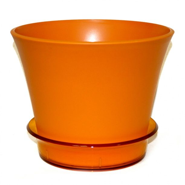 картинка Горшок пластиковый Лотос, оранжевый, 18,5х16см, 2,5л; Россия от магазина Флоранж