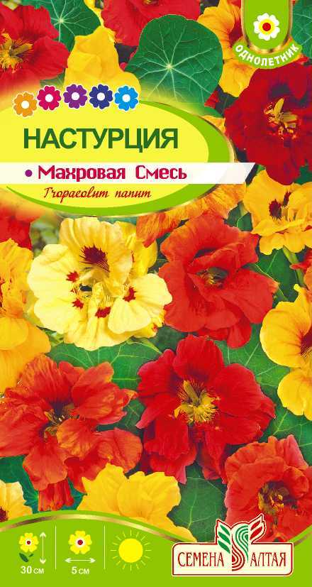 картинка Настурция Махровая Смесь (цветной пакет) 0,5г; Семена Алтая от магазина Флоранж