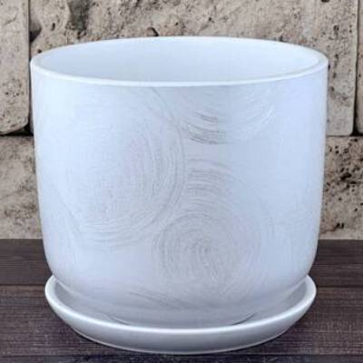 Горшок керамический цилиндр Орион белый 716104 (3-й из набора), 18х16,5см, 3л; Россия