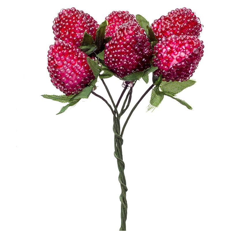 картинка Набор малины на вставках 6шт., D2x2,5xL12см, малиновый от магазина Флоранж