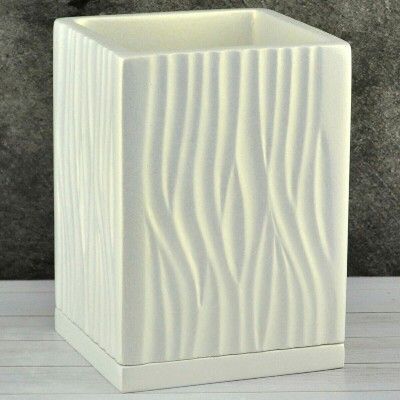 картинка Горшок керамический Кубик Волна высокий 651955, белый, 12*12/h17см,  Россия от магазина Флоранж