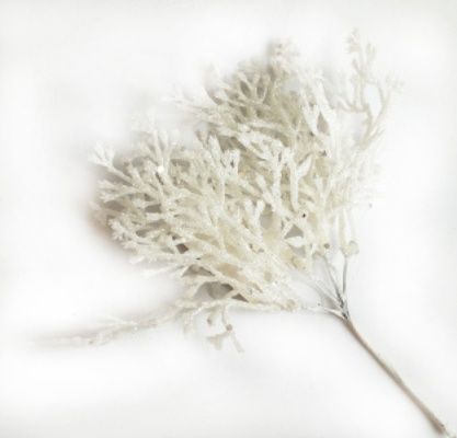 Ветка Туи с глиттером на вставке, H20см, белый