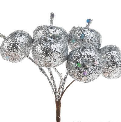 картинка Ягоды на вставке, 2х12см (6шт./пучок) серебряный от магазина Флоранж