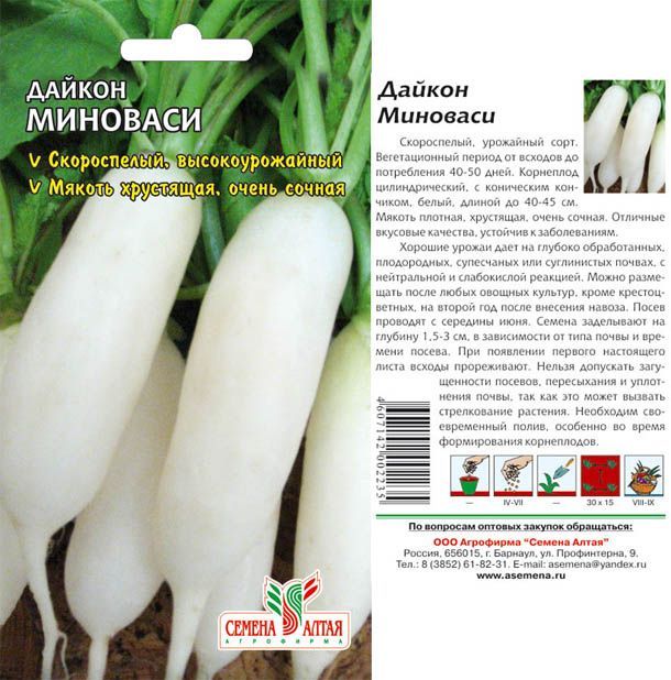 картинка Дайкон Миноваси (цветной пакет) 1г; Семена Алтая от магазина Флоранж