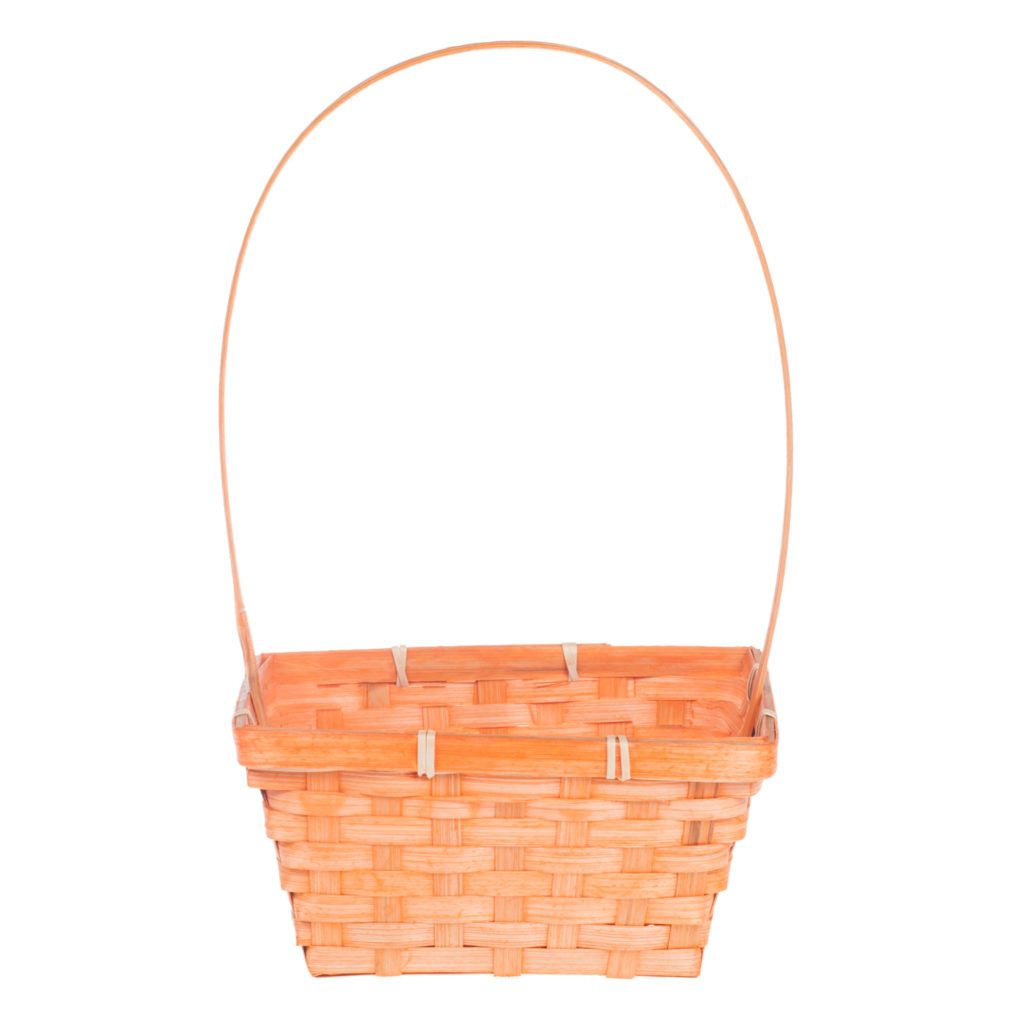 Корзина плетеная (бамбук), оранжевая, 19x14,5хH9/37см