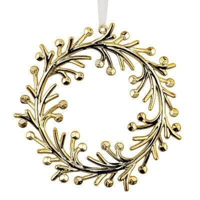 Украшение подвесное Веночек (пластик), 14х14см, золотой/серебро