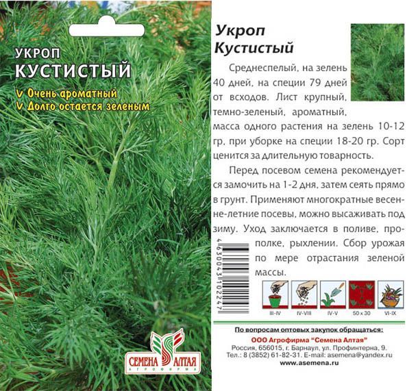 Укроп Кустистый (цветной пакет) 1г; Семена Алтая