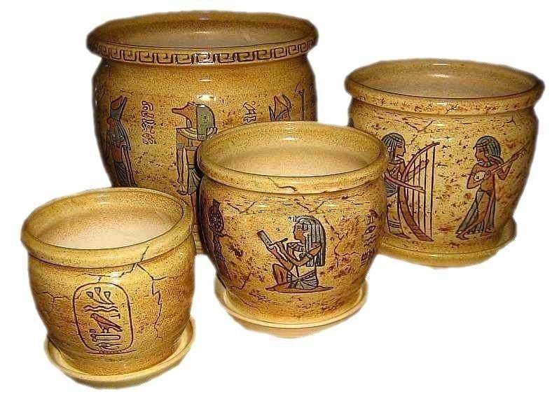 картинка Горшок керамический Египет (4-й из набора), 14,5х11,2см, 1,25л; Россия от магазина Флоранж