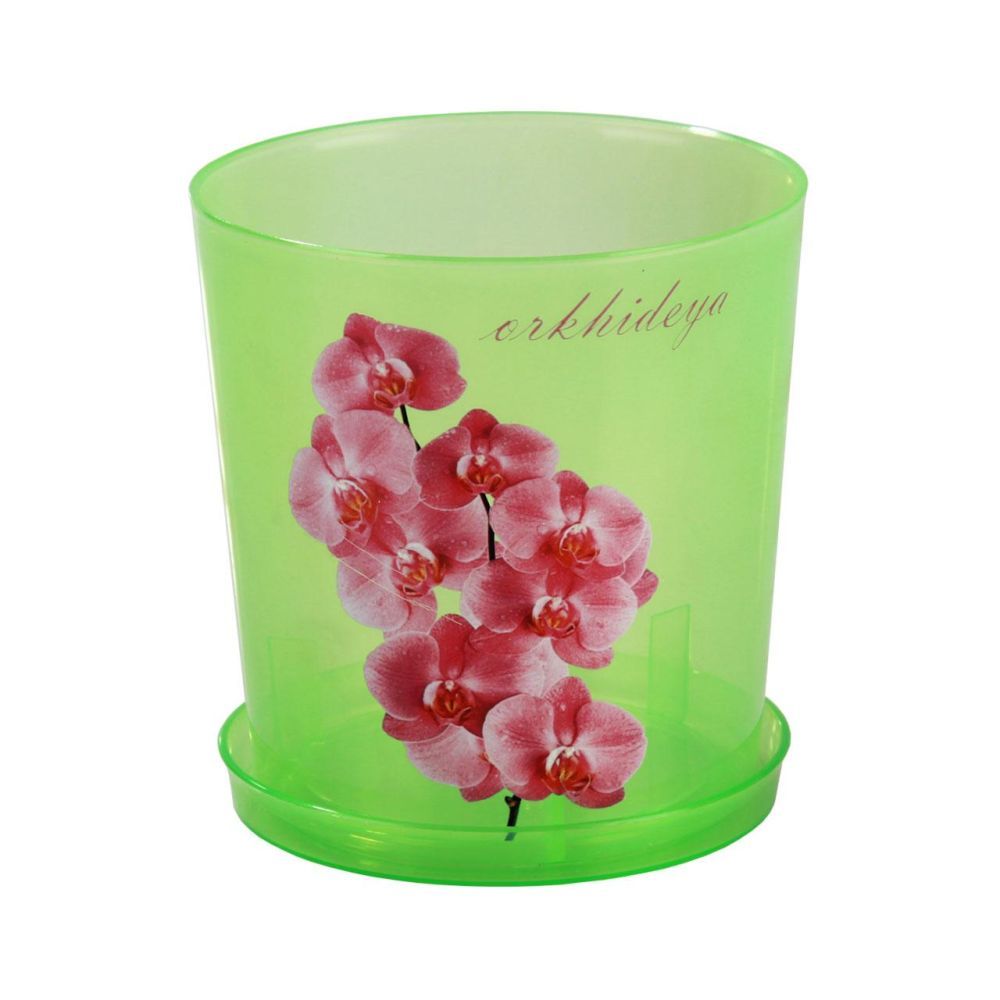 картинка Горшок пластиковый для орхидей, зеленый, 14х15см, 1,8л; Россия от магазина Флоранж