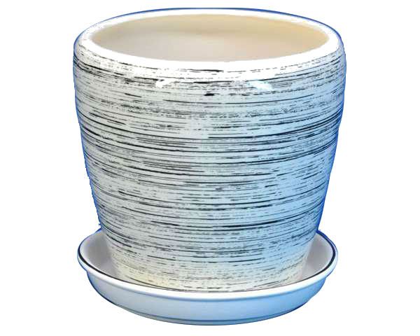картинка Горшок керамический  Грация глянец, бело-черный,1,2л; Россия от магазина Флоранж