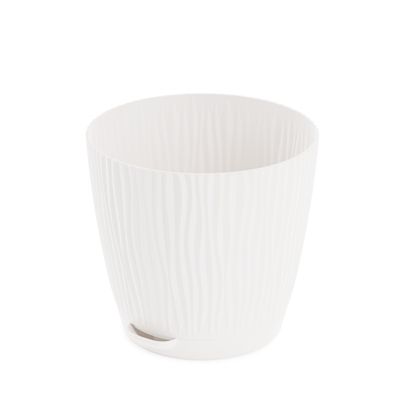 Горшок пластиковый Флис с прикорневым поливом, белый, 13,5х13,5х12,5см, 1,2л; Россия
