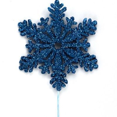 Вставка Снежинка с глиттером, 8хH20см, синий