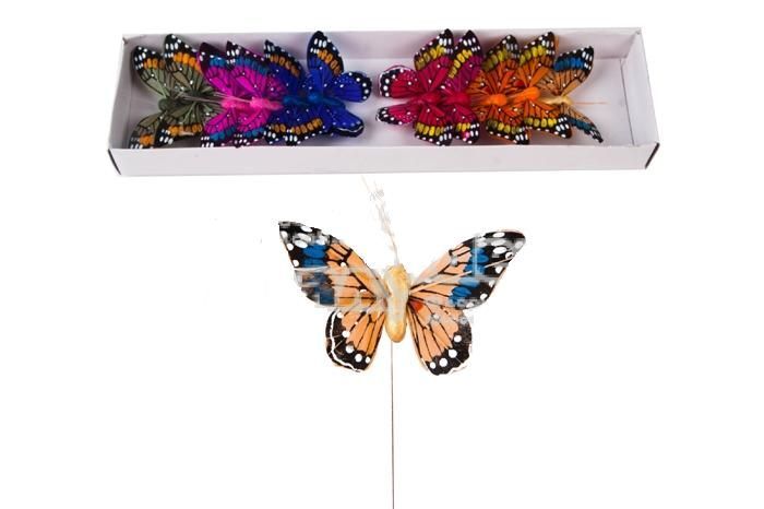 картинка вставка Бабочка, с точками, 8см 16238 (уп 12шт) от магазина Флоранж