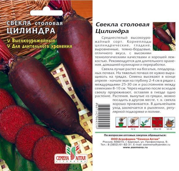 картинка Свекла Цилиндра (цветной пакет) 3г; Семена Алтая от магазина Флоранж