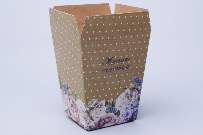 картинка сумка Плайм 78085  для цветов H150 D120/90 "Желаю счастья" Цветы и горошки от магазина Флоранж
